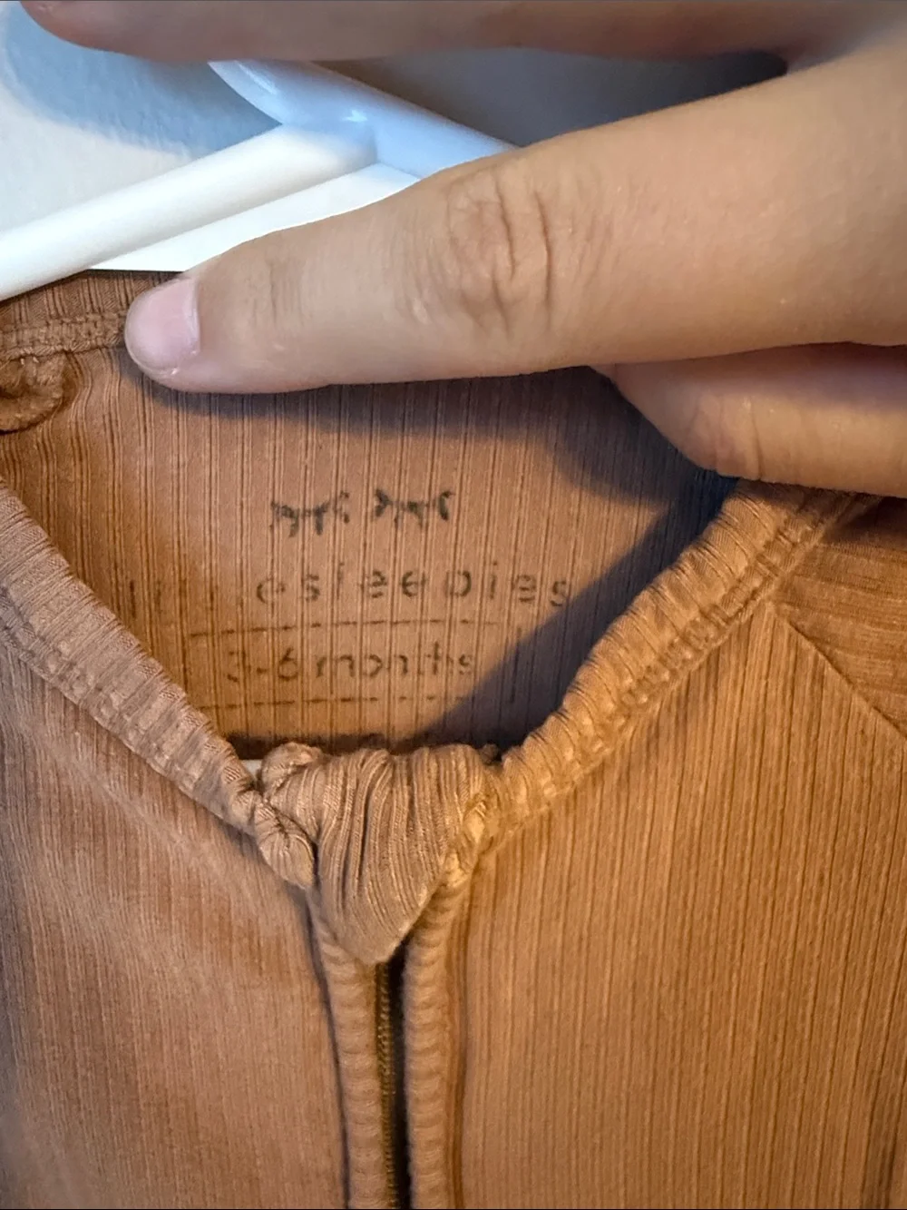Little Sleepies Ribbed Tan Zippy Size 3-6 Months